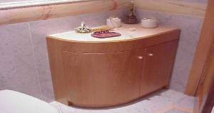 Bagno-angolo stondato-in legno-artigianale design esclusivo